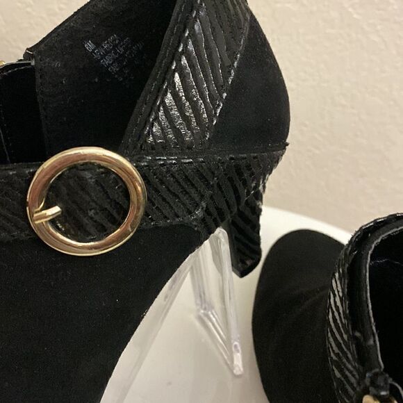 London Fog Black Suede Ankle Zipper Ankle 6M - Picture 7 of 8